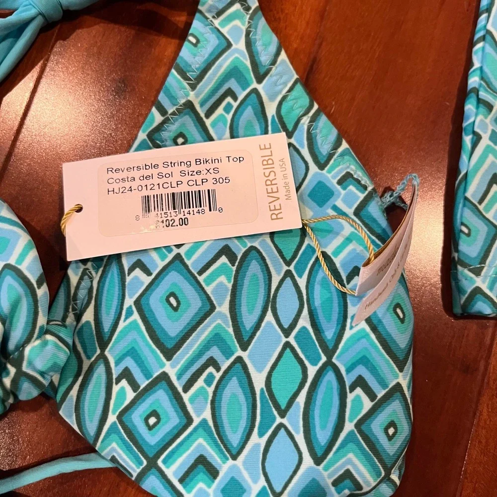 Helen Jon Bikini Tankini Set Swim Costa del Sol 3pc Swimsuit Reversible Blue XS‎